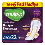Molped Supernight Gece Ped 22 Adet Ultra İnce Rahatlık ve Sızıntı Önleyici Teknoloji - 1