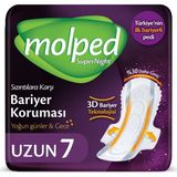 Molped Supernight Uzun Hijyenik Ped 7 Adet Gece Kullanım için %30 Daha Geniş Tasarım
