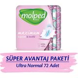 Molped Ultra Hijyenik Ped Normal 72 Adet Süper Avantaj Paketi ile Gün Boyu Konfor ve Sızıntı Önleyici Teknoloji - yok