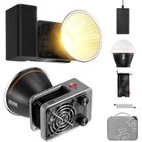 Molus X60 Combo Cob LED Video Işığı 60W Iki Renkli 2700-6500K Difüzörlü App Kontrolünü Destekler Bir Pil - Ahşap