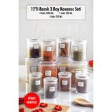 Molvea 12'Li Barok Yuvarlak 3 Boy Kavanoz Seti & Saklama Kabı & Erzak Kabı (4 Adet 1000 Ml, 4 Adet 500 Ml,4 Adet 250 Ml) - 12 Adet