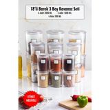 Molvea 18'li Barok Yuvarlak 3 Boy Kavanoz Seti & Saklama Kabı & Erzak Kabı (6 Adet 2000 Ml, 6 Adet 1000 ml , 6 Adet 500 Ml) - Şeffaf