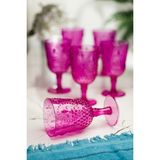 Molvea Akrilik 6'lı Kadeh & Su Meşrubat Kahve Yanı Bardağı 450 ml ( Cam Değildir ) - Pembe