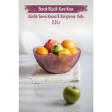 Molvea Akrilik Barok Büyük Kare 3,3 Litre Meyve & Salata Kasesi & Karıştırma Kabı - Mürdüm