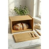 Molvea Doğal Bambu Kapaklı Ekmek Kutusu & Doğal Bambu Ekmek Dolabı (23X38X20 Cm) - (No Color)