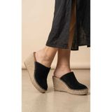 MOLY ESPADRİLLE Hakiki Süet Taba ,Siyah,Bej Hasır Taban Dolgu Topuk Espadril Sabo