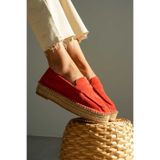 MOLY ESPADRİLLE Moly Espadril Kadın Mercan Bej Siyah Kırmızı Hakiki Süet Günlük Kullanım Loafer Platform Espadril