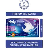 Moly Medium Bel Bantlı Hasta Bezi 30'lu Tekstil Yüzeyli Ek Koruma Sağlayan Sızdırmaz Bariyerler