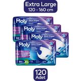 Moly Tekstil Yüzeyli XL Ekstra Büyük Boy Hasta Bezi 30'lu x 4 Paket Belbantlı Kullanım