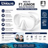MOLYS F1 JUNIOR PROFESYONEL DALIŞ MASKESİ, TEMPERLİ CAM, LİKİD SİLİKON (Buz Beyazı)