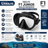 MOLYS F1 JUNIOR PROFESYONEL DALIŞ MASKESİ, TEMPERLİ CAM, LİKİD SİLİKON (Gece Siyahı)
