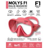 MOLYS F1 PRO DALIŞ MASKESİ + ANTI FOG (BUĞU ÖNLEYİCİ FİLM), Gül Pembe