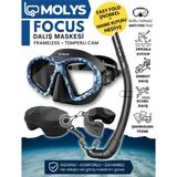 Molys Focus Dalış Maskesi + Antı Fog (Buğu Önleyici Film) + Katlanabilir Şnorkel + Maske Kutusu