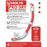 MOLYS PRO FULL DRY ŞNORKEL TAM KURU PROFESYONEL DALIŞ ŞNORKELİ, Kristal/Kırmızı
