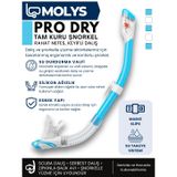 MOLYS PRO FULL DRY ŞNORKEL TAM KURU PROFESYONEL DALIŞ ŞNORKELİ, Kristal/Mavi