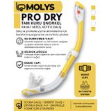 MOLYS PRO FULL DRY ŞNORKEL TAM KURU PROFESYONEL DALIŞ ŞNORKELİ, Kristal/Sarı