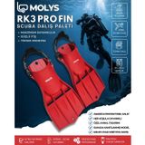 MOLYS RK3 PRO FIN SCUBA DALIŞ PALETİ, Ateş Kırmızısı, XS-S / 35-38