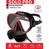 Molys Solo Pro Dalış Maskesi + Maske Kutusu + Antı Fog (Buğu Önleyici Film) - Siyah - Kırmızı