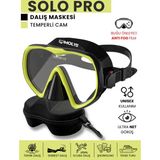 Molys Solo Pro Dalış Maskesi + Maske Kutusu + Antı Fog (Buğu Önleyici Film) - Siyah - Neon Sarı