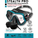 Molys Stealth Pro Alüminyum Dalış Maskesi + Antı Fog (Buğu Önleyici Film) + Eva Koruyucu Taşıma Kutusu - Siyah - Mavi