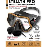 Molys Stealth Pro Alüminyum Dalış Maskesi + Antı Fog (Buğu Önleyici Film) + Eva Koruyucu Taşıma Kutusu - Siyah - Turuncu