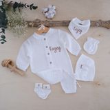 Mom And Design Tr 5 Li Set Müslin Isimli Hastane Çıkışı - 0 - 3 Ay - 001 Kırık Beyaz