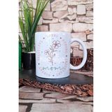 Mom Flower Çiçekli Anne Anneler Günü Özel Hediyelik Baskılı Çay Kahve Sunum Kupa Bardak - Beyaz