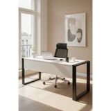 MOM Metal LIVA Metal Ayaklı Çalışma ve Ofis Masası Beyaz, Siyah 60 x 140 cm