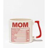 Mom Nutrition Facts Baskılı | Anneler Günü Anneye Hediye | Kırmızı Kulplu Modern Seramik Kupa