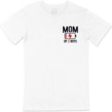 Mom Of 2 Boys Erkek Annesi Cep Logo Tasarımlı Beyaz Tişört; Xl