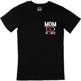 Mom Of 2 Boys Erkek Annesi Cep Logo Tasarımlı Siyah Tişört; Xl