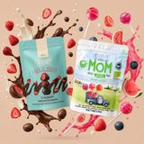 Mom Organik Meyveli Lolipop ve Bitter Çikolata Kaplı Dondurularak Kurutulmuş Çilek Draje - 2 Adet
