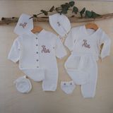 Momand Design Erkek Bebek Müslin Isimli Hastane Çıkışı - 0 - 1 Ay - 001 Kırık Beyaz
