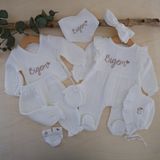 Momand Design Kız Bebek Isimli Müslin Hastane Çıkışı - 0 - 1 Ay - 001 Kırık Beyaz