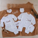 Momand Design Müslin Isimli Hastane Çıkışı - 001 Kırık Beyaz - 0 - 3 Ay