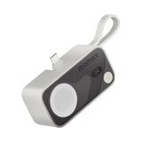 MOMAX IP170W Power X Pro Mini⁺ 3'ü 1 arada 5000mAh Entegre USB-C Fiş ve Dahili USB-C Kablolu Powerbank (Apple Watch Hızlı Şarj Cihazı ile Birlikte) (Beyaz)