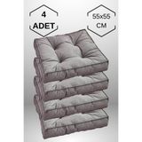 MoMMe 4 Adet Yer Minderi, Kare Yer Koltuk Minderi Büyük Sandalye Minderi, Balkon Minderi ( ANTRASİT GRİ )