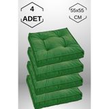 MoMMe 4 Adet Yer Minderi, Kare Yer Koltuk Minderi Büyük Sandalye Minderi, Balkon Minderi ( YEŞİL )