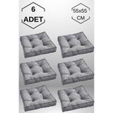 MoMMe 6 Adet Yer Minderi, Kare Yer Koltuk Minderi Büyük Sandalye Minderi, Balkon Minderi ( ANTRASİT GRİ )