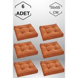 MoMMe 6 Adet Yer Minderi, Kare Yer Koltuk Minderi Büyük Sandalye Minderi, Balkon Minderi ( KREMİT RENK )