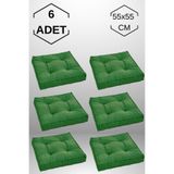 MoMMe 6 Adet Yer Minderi, Kare Yer Koltuk Minderi Büyük Sandalye Minderi, Balkon Minderi ( YEŞİL RENK )