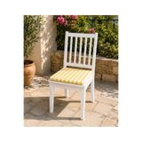 MoMMe MİRELLA AKDENİZ SERİSİ BEYAZ AHŞAP BAHÇE SANDALYESİ MİNDERİ SARI BEYAZ ÇİZGİLİ BAĞCIKLI MİNDER OTURUM 40*40*3 CM DIŞ MEKAN