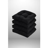 MoMMe SANDALYE MİNDERİ 45x45 CM SİYAH OVAL KÖŞELİ 4'LÜ TAKIM