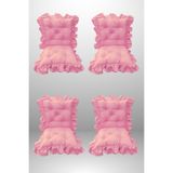 MoMMe Sırtlı Saçaklı Sandalye Minderi 40x85 Cm PEMBE Renk