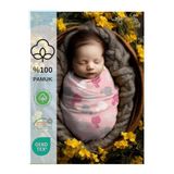 Mommyslab 0-4 Ay Yeni Sezon Renkli Desenli Cırtlı Bebek Pamuk Kundak%100 Pamuk (OEKO TEX VE CIT BELGELİ) Kedicik Mimiş MLPK1