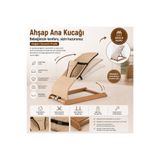 Mommyslab Ahşap Sallanır Ana Kucağı, Gabardin Kumaş, Bej, Sineklik Hediyeli