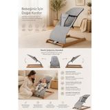 Mommyslab Ahşap Sallanır Ana Kucağı, Gabardin Kumaş, Gri, Sineklik Hediyeli