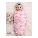 Mommyslab Bebek Pamuk Kundak, 0-4 Ay, 88x55 cm, Pembe, Cırtlı