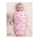 Mommyslab Bebek Pamuk Kundak, 0-4 Ay, 88x55 cm, Pembe, Cırtlı