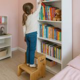 Momo Ahşap Basamak Tabure Çocuk Banyo Wc Lavabo Merdiven Yükseltici Eğitici Kaymaz Montessori Safir Meşe